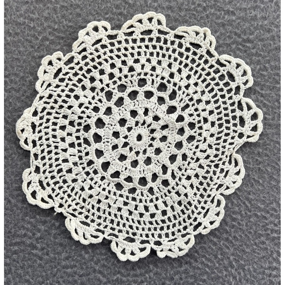 Vintage Hand Crocheted Doilie Round Lace Table Decor 7"